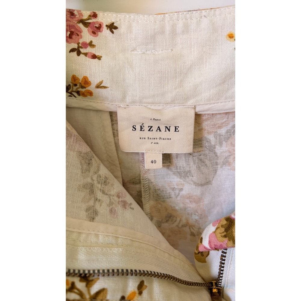 Sezane Women's Linen Shorts Paperbag Floral Belt US 8 / FR 40 - Picture 7 of 9